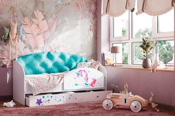 Кровать детская Звездочка с бортиком, Бирюза в Уссурийске