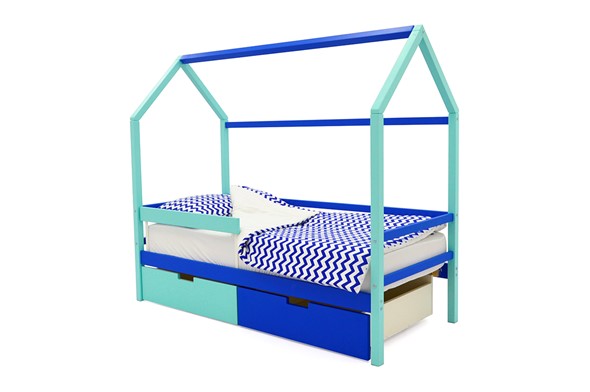 Кровать-домик детская Svogen синий-мятный во Владивостоке - изображение