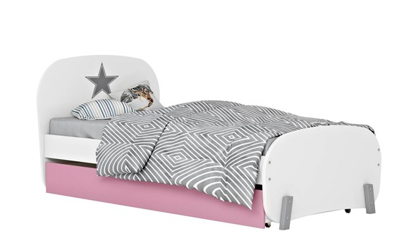 Кровать подростковая POLINI Kids Mirum 1915 Белый / Розовый в Находке - изображение