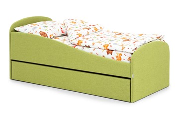 Мягкая кровать с ящиком Letmo авокадо (рогожка) в Артеме