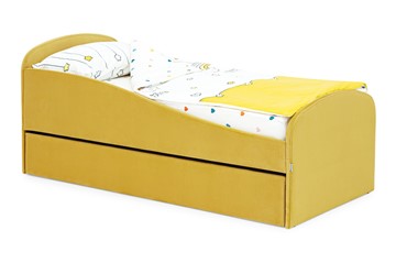 Кровать в детскую с ящиком Letmo горчичный (велюр) в Артеме