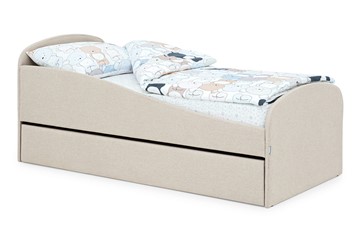 Мягкая кровать с ящиком Letmo карамель (рогожка) в Артеме