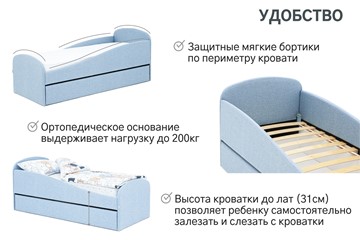 Кровать с ящиком Letmo небесный (рогожка) во Владивостоке - предосмотр 1