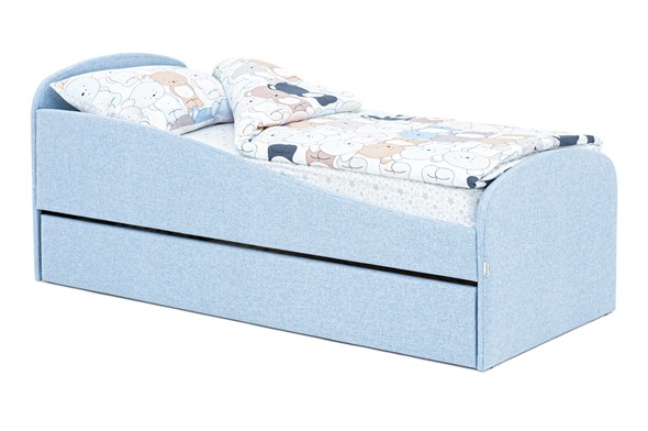 Кровать с ящиком Letmo небесный (рогожка) во Владивостоке - изображение