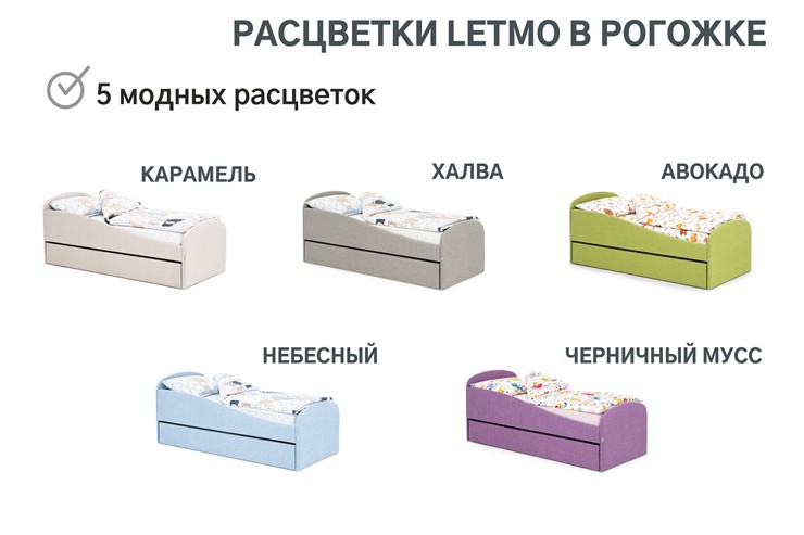 Кровать с ящиком Letmo небесный (рогожка) во Владивостоке - изображение 6