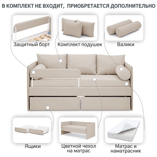 Мягкая кровать Soffal холодный бежевый (микрошенилл) во Владивостоке - изображение 17