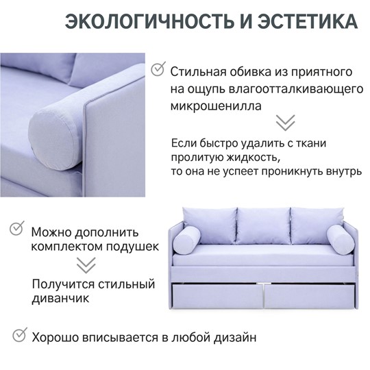Мягкая кровать Soffal нежная сирень (микрошенилл) во Владивостоке - изображение 21