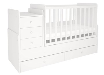 Кровать для новорожденных с комодом POLINI Kids Simple 1100 Белый в Находке - предосмотр