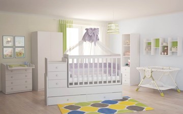 Кровать для новорожденных с комодом POLINI Kids Simple 1100 Белый в Артеме - предосмотр 4