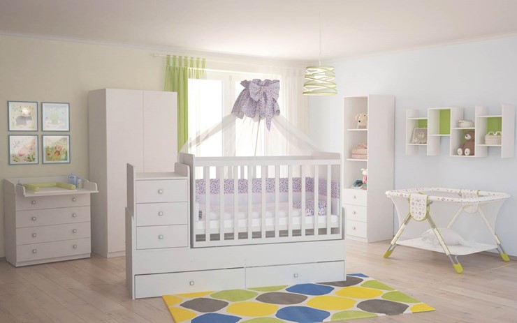 Кровать для новорожденных с комодом POLINI Kids Simple 1100 Белый в Уссурийске - изображение 4