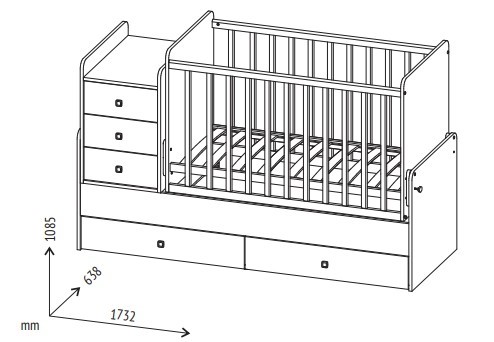 Кровать для новорожденных с комодом POLINI Kids Simple 1100 Белый в Уссурийске - изображение 7
