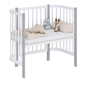 Кроватка приставная POLINI Kids Simple 105 Белый / Серый в Уссурийске - предосмотр 1