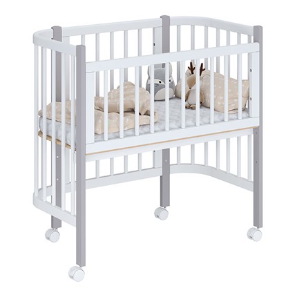 Кроватка приставная POLINI Kids Simple 105 Белый / Серый в Артеме - изображение