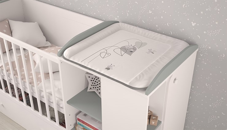 Кровать-трансформер детская с комодом POLINI Kids Ameli 800 Белый / Серый, серия AMELI в Уссурийске - изображение 3