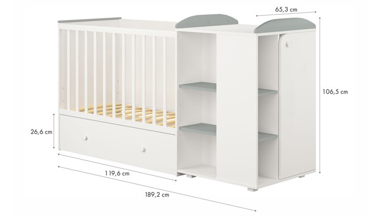 Кровать-трансформер детская с комодом POLINI Kids Ameli 800 Белый / Серый, серия AMELI в Артеме - изображение 4