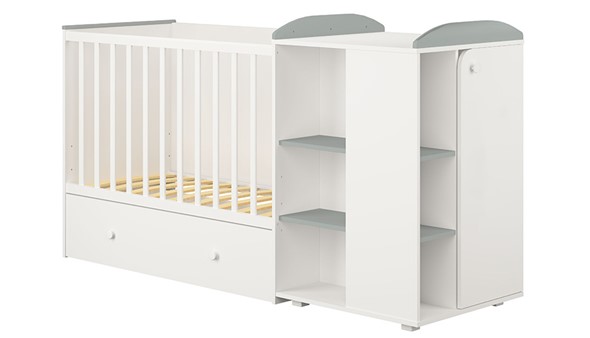 Кровать-трансформер детская с комодом POLINI Kids Ameli 800 Белый / Серый, серия AMELI в Находке - изображение
