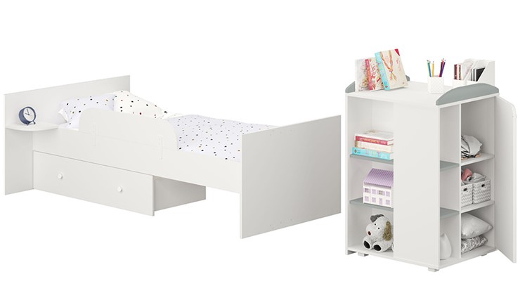 Многофункциональная кровать с комодом POLINI Kids Ameli 900 Белый-серый, серия AMELI в Уссурийске - изображение 1
