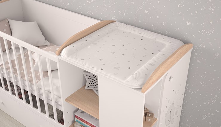 Многофункциональная кровать с комодом POLINI Kids French 800 TEDDY Белый / Дуб пастельный во Владивостоке - изображение 6