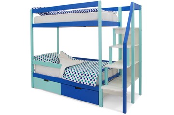 Детская 2-этажная кровать Svogen мятный-синий во Владивостоке