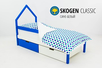 Детская кровать-домик мини Skogen сине-белый в Артеме