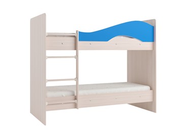 Детская двухэтажная кровать Мая на щитах, корпус Млечный дуб, фасад Синий в Артеме - предосмотр