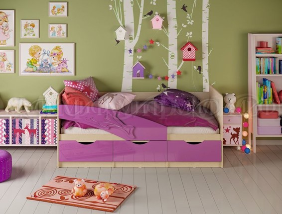 Детская кровать Дельфин, Фиолетовый глянец 80х200 во Владивостоке - изображение