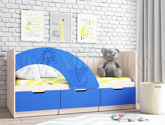 Кровать с бортиками Юниор-3, синий матовый во Владивостоке - изображение