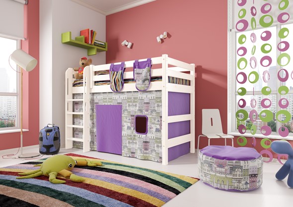 Кровать-чердак детская Соня,  Вариант 5 Белый в Артеме - изображение