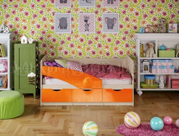 Кровать в детскую Бабочки 800*1600, Оранжевый глянец во Владивостоке