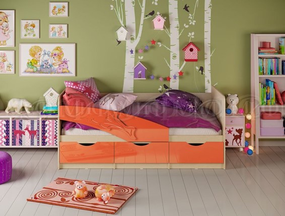 Детская кровать Дельфин, Оранжевый глянец 80х160 во Владивостоке - изображение