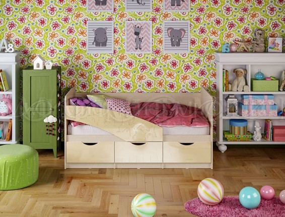 Детская кровать Бабочки 800*1600, Ваниль глянец во Владивостоке - изображение