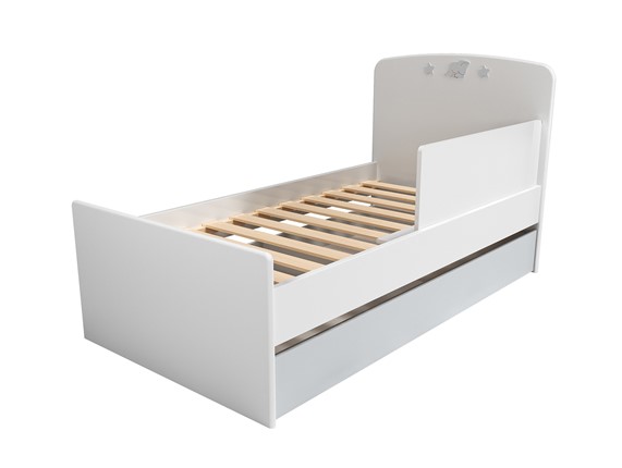 Кроватка с ящиком и ограничителем НМ 041.07 «Лилу/Слоники» в Артеме - изображение
