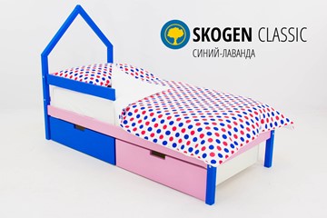 Кровать-домик в детскую мини Skogen синий-лаванда во Владивостоке - предосмотр