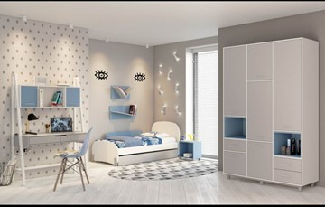 Комплект мебели для детской POLINI Kids Mirum №1 Белый / Серый / Голубой в Артеме