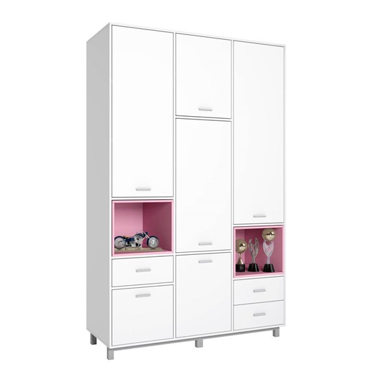 Мебель для детской POLINI Kids Mirum №4 Белый / Серый / Розовый в Артеме - изображение 1