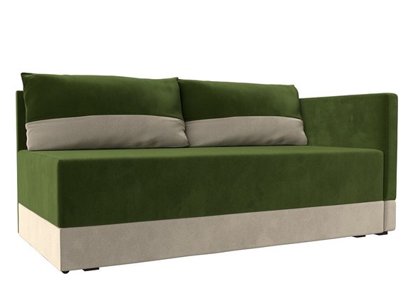 Диван-кровать Никас, Зеленый/Бежевый (Микровельвет) в Находке - изображение