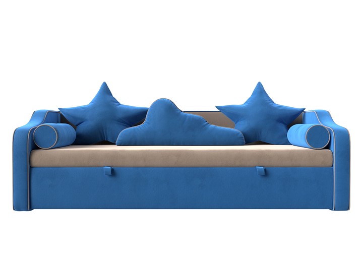 Диван-кровать Рико, Бежевый/Голубой (Велюр) в Находке - изображение 1