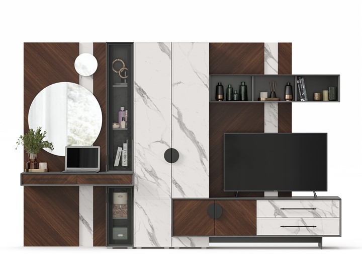 Набор мебели для гостиной Вилена №4, Оникс Серый/Орех/Монте белый во Владивостоке - изображение 2