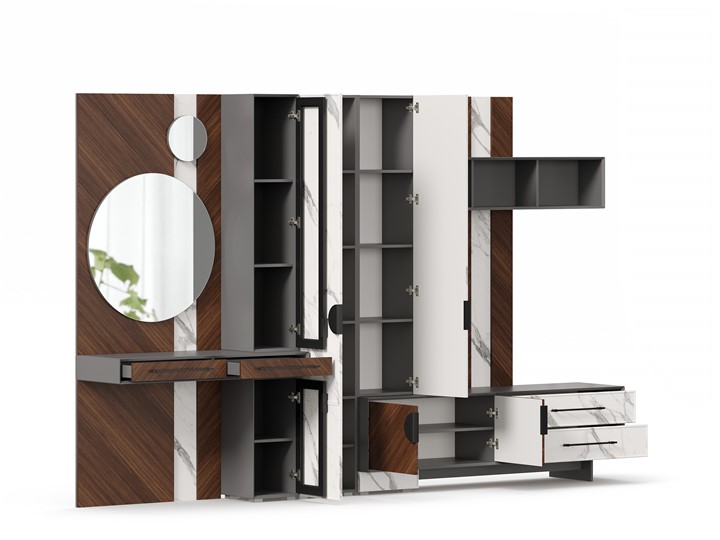 Набор мебели для гостиной Вилена №4, Оникс Серый/Орех/Монте белый во Владивостоке - изображение 5