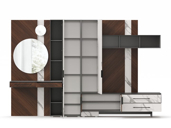 Набор мебели для гостиной Вилена №4, Оникс Серый/Орех/Монте белый во Владивостоке - изображение 7