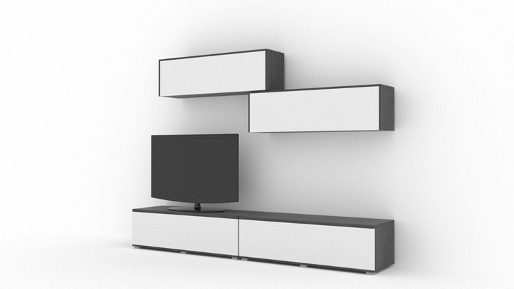 Гостиный гарнитур Куб (Cube), цвет Белый софт, Черный ясень в Находке - изображение 1