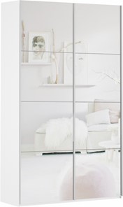Шкаф 2-х дверный Прайм (Зеркало/Зеркало) 1200x570x2300, белый снег в Уссурийске