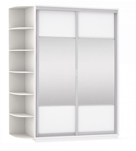 Шкаф 2-х створчатый Экспресс (Комби), со стеллажом 1900x600x2400, белый снег в Артеме
