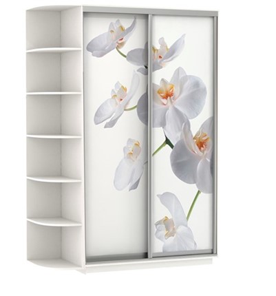 Шкаф 2-створчатый Хит, 1500x600x2200, фотопечать, со стеллажом, белая орхидея, белый снег во Владивостоке - изображение