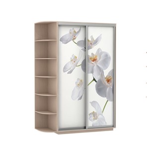 Шкаф Экспресс 1500x600x2200, со стеллажом, Орхидея белая/дуб молочный во Владивостоке - предосмотр