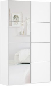 Шкаф 2-дверный Прайм (ДСП/Зеркало) 1600x570x2300, белый снег в Артеме
