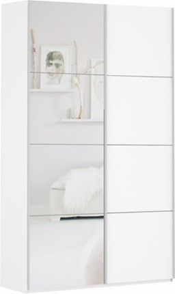 Шкаф 2-дверный Прайм (ДСП/Зеркало) 1600x570x2300, белый снег во Владивостоке - изображение
