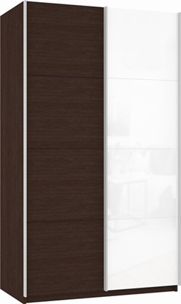 Шкаф 2-створчатый Прайм (ДСП/Белое стекло) 1400x570x2300, венге в Артеме - изображение