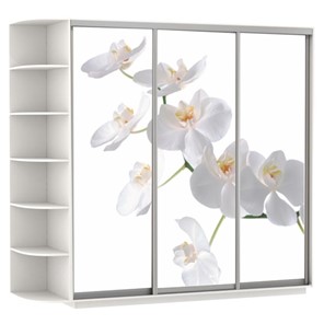 Шкаф Экспресс со стеллажом, 2100х600х2400, Орхидея белая/белый снег во Владивостоке