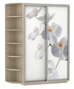 Шкаф 2-створчатый Хит, 1500x600x2200, фотопечать, со стеллажом, белая орхидея, шимо светлый во Владивостоке
